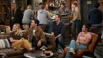 PHOTO EMBARGOED FOR USE UNTIL 9:30 PM PT ON MONDAY 02/14/22 (12:30 AM ET ON TUESDAY 02/15/22). How I Met Your Father -- “Stacey” - Episode 106 -- Sophie feels haunted by her boyfriend's ex. Sid and Hannah hash out an old argument. Charlie and Ellen host a dinner party. Sophie (Hilary Duff), Drew (Josh Peck), Charlie (Tom Ainsley), Jesse (Chris Lowell), Jasper (Stony Blyden), and Valentina (Francia Raisa), shown. (Photo by: Patrick Wymore/Hulu)