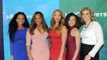 PASADENA, CA - JANUARY 14: TV personalities Karen Huger, Charisse Jackson Jordan, Gizelle Bryant, Ashley Darby and Robyn Dixon arrive at the 2016 Winter TCA Tour - NBCUniversal Press Tour Day 2 at Langham Hotel on January 14, 2016 in Pasadena, California. (Photo by Angela Weiss/Getty Images)