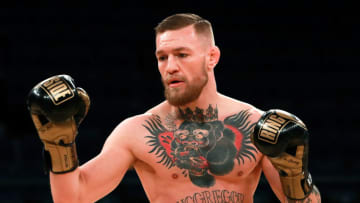 NEW YORK, NY - NOVEMBER 09: UFC Featherweight Champion Conor McGregor takes part in UFC 205 Open Workouts at Madison Square Garden on November 9, 2016 in New York City. (Photo by Michael Reaves/Getty Images)