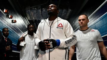 CHARLOTTE, NC - JANUARY 27: Derek Brunson prepares to enter the Octagon before facing Ronaldo Souza of Brazil in their middleweight bout during a UFC Fight Night event at Spectrum Center on January 27, 2018 in Charlotte, North Carolina. (Photo by Brandon Magnus/Zuffa LLC/Zuffa LLC via Getty Images)