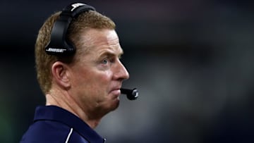 ARLINGTON, TEXAS - DECEMBER 29: Head coach Jason Garrett of the Dallas Cowboys looks on in the fourth quarter against the Washington Redskins in the game at AT&T Stadium on December 29, 2019 in Arlington, Texas. (Photo by Tom Pennington/Getty Images)