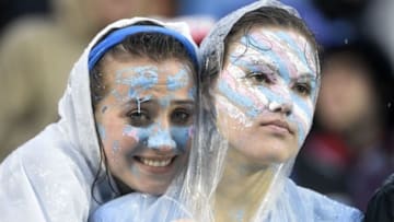 Oct 8, 2016; Chapel Hill, NC, USA; North Carolina Tar Heels fans reacts in the third quarter. The Hokies defeated the Tar Heels 34-3 at Kenan Memorial Stadium. Mandatory Credit: Bob Donnan-USA TODAY Sports