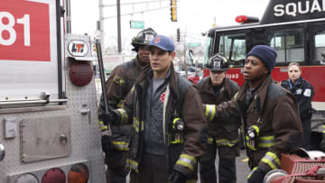 CHICAGO FIRE -- "What's Inside You" Episode 1018 -- Pictured: (l-r) Chris Mansa as Mason, Alberto Rosende as Blake Gallo, Daniel Kyri as Darren Ritter -- (Photo by: Adrian S. Burrows Sr./NBC)