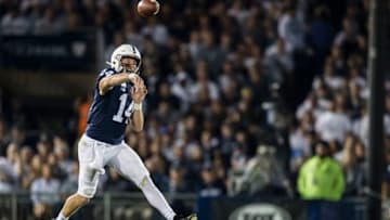 STATE COLLEGE, PA - SEPTEMBER 07: Sean Clifford #14 of the Penn State Nittany Lions attempts a pass against the Buffalo Bulls during the first half at Beaver Stadium on September 07, 2019 in State College, Pennsylvania. (Photo by Scott Taetsch/Getty Images)