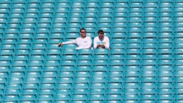 Nov 7, 2015; Miami Gardens, FL, USA; Miami Hurricanes fans watch warm ups before a game between the Virginia Cavaliers and the Miami Hurricanes at Sun Life Stadium. Mandatory Credit: Steve Mitchell-USA TODAY Sports