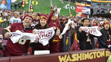 Jan 10, 2016; Landover, MD, USA; Washington Redskins fans cheer from the stands prior to the game against the Green Bay Packers in a NFC Wild Card playoff football game at FedEx Field. Mandatory Credit: Tommy Gilligan-USA TODAY Sports