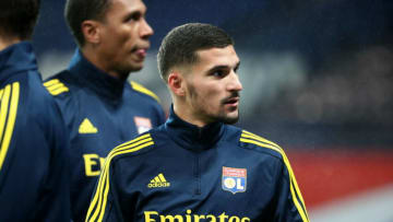 PARIS, FRANCE-DECEMBER 13:Houssem Aouar of Olympique Lyon react during the Ligue 1 match between Paris Saint-Germain and Olympique Lyon at Parc des Princes on December 13, 2020 in Paris, France.(Photo by Xavier Laine/Getty Images)