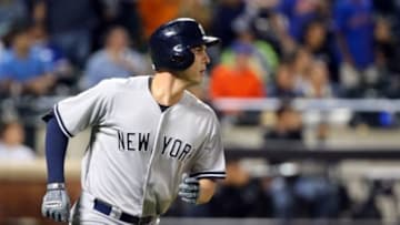 Sep 20, 2015; New York City, NY, USA; New York Yankees first baseman Greg Bird (31) rounds the bases on his three run home run during the eighth inning against the New York Mets at Citi Field. Mandatory Credit: Anthony Gruppuso-USA TODAY Sports