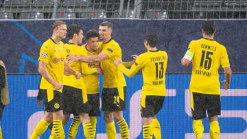 Jadon Sancho of Borussia Dortmund celebrates after scoring (Photo by Alex Gottschalk/DeFodi Images via Getty Images)