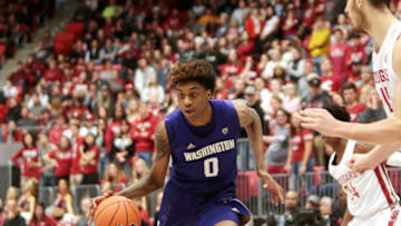 Forward Jaden McDaniels of Washington drives.(Photo by William Mancebo/Getty Images)