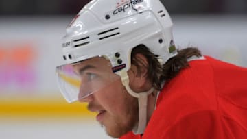LAS VEGAS NV - JUNE 6: Washington right wing T.J. Oshie (77) during an early afternoon Capitals practice session the day before game five of the Stanley Cup finals in Las Vegas NV on June 6, 2018. (Photo by John McDonnell/The Washington Post via Getty Images)