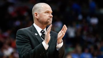 Mar 12, 2016; Denver, CO, USA; Denver Nuggets head coach Michael Malone in the third quarter against the Washington Wizards at the Pepsi Center. The Nuggets defeated the Wizards 116-100. Mandatory Credit: Isaiah J. Downing-USA TODAY Sports