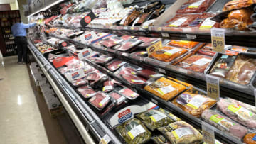 SAN FRANCISCO, CALIFORNIA - OCTOBER 04: A customer shops for meat at a Safeway store on October 04, 2021 in San Francisco, California. The price for meat at the grocery stores has surged over the past year with beef jumping 12.2%, pork 9.8% and chicken up 7.2% since last year. (Photo by Justin Sullivan/Getty Images)