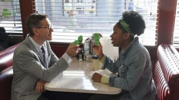 "Blarney" -- When Kasie and Jimmy are held hostage in a diner after a jewelry store robbery goes awry, they attempt to keep the other customers safe from the thieves, on NCIS, Tuesday, March 31 (8:00-9:00 PM, ET/PT) on the CBS Television Network. The episode was directed by Rocky Carroll. Pictured: Brian Dietzen as Medical Examiner Dr. Jimmy Palmer, Diona Reasonover as Forensic Specialist Kasie Hines. Photo: Monty Brinton/CBS ©2020 CBS Broadcasting, Inc. All Rights Reserved.