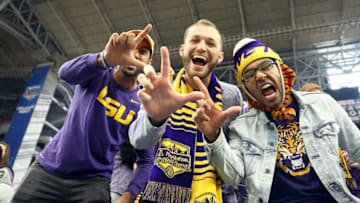 GLENDALE, ARIZONA - JANUARY 01: LSU Tigers fans cheer before the PlayStation Fiesta Bowl between LSU and Central Florida at State Farm Stadium on January 01, 2019 in Glendale, Arizona. (Photo by Christian Petersen/Getty Images)