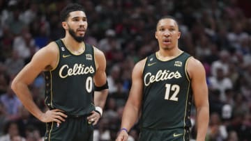 Jayson Tatum and Grant Williams, Boston Celtics. Photo by Eric Espada/Getty Images