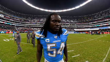 MEXICO CITY, MEXICO - NOVEMBER 18: Melvin Ingram #54 of the Los Angeles Chargers walks off the field after an NFL football game against the Kansas City Chiefs on Monday, November 18, 2019, in Mexico City. The Chiefs defeated the Chargers 24-17. (Photo by Alika Jenner/Getty Images)