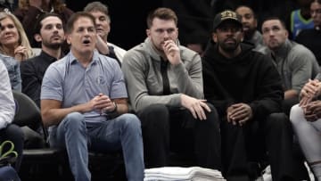 Mark Cuban, Luka Doncic, Kyrie Irving, Dallas Mavericks (Photo by Sam Hodde/Getty Images)