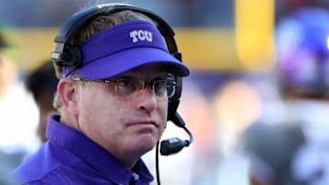 FORT WORTH, TX - NOVEMBER 19: Head coach Gary Patterson of the TCU Horned Frogs leads the Horned Frogs against the Oklahoma State Cowboys in the second half at Amon G. Carter Stadium on November 19, 2016 in Fort Worth, Texas. (Photo by Tom Pennington/Getty Images)