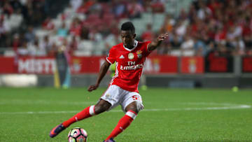 Benficas defender Nelson Semedo from Portugal during match between SL Benfica and FC Pacos Ferreira, at Luz Stadium in Lisbon on October 28, 2016. (Photo by Bruno Barros / DPI / NurPhoto via Getty Images)