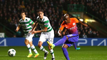 GLASGOW, SCOTLAND - SEPTEMBER 28: Fernandinho of Manchester City scores his team's first goal during the UEFA Champions League group C match between Celtic FC and Manchester City FC at Celtic Park on September 28, 2016 in Glasgow, Scotland. (Photo by Michael Steele/Getty Images)