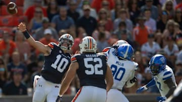 Auburn football quarterback Bo Nix (10) passes against the Georgia State Panthersat Jordan-Hare Stadium in Auburn, Ala., on Saturday, Sept. 25, 2021.Auburn07