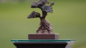 Jan 26, 2020; San Diego, California, USA; A detailed view of the Farmers Insurance Open golf tournament winner's trophy at Torrey Pines Municipal Golf Course - South Co. Mandatory Credit: Orlando Ramirez-USA TODAY Sports