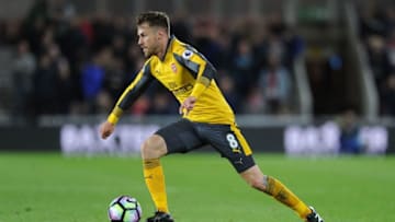 MIDDLESBROUGH, ENGLAND - APRIL 17: Aaron Ramsey of Arsenal during the Premier League match between Middlesbrough and Arsenal at Riverside Stadium on April 17, 2017 in Middlesbrough, England. (Photo by David Price/Arsenal FC via Getty Images)