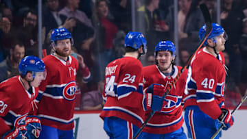 MONTREAL, QC - JANUARY 23: Montreal Canadiens celebrates right wing Joel Armia (40) goal during the third period of the NHL game between the Arizona Coyotes and the Montreal Canadiens on January 23, 2019, at the Bell Centre in Montreal, QC (Photo by Vincent Ethier/Icon Sportswire via Getty Images)