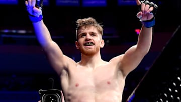 NEW YORK, NEW YORK - NOVEMBER 02: Edmen Shahbazyan of the United States celebrates victory against Brad Tavares of the United States during UFC 244 at Madison Square Garden on November 02, 2019 in New York City. (Photo by Steven Ryan/Getty Images)