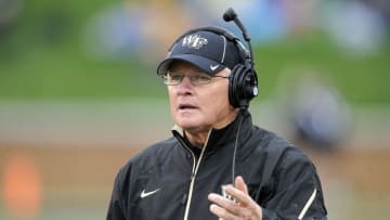 WINSTON SALEM, NC - OCTOBER 19: Head coach Jim Grobe of the Wake Forest Demon Deacons watches the game against the Maryland Terrapins at BB&T Field on October 19, 2013 in Winston Salem, North Carolina. (Photo by G Fiume/Maryland Terrapins/Getty Images)