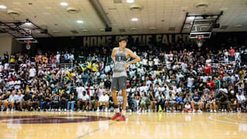 Chet Holmgren stands on the court during the CrawsOver Pro-Am game at Seattle Pacific University on August 20, 2022 in Seattle, Washington. (Photo by Cassy Athena/Getty Images)