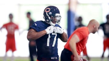Wide receiver Anthony Miller (17), during the Chicago Bears rookie minicamp on Saturday, May 12, 2018 at the Walter Payton Center in Lake Forest, Ill. (Nuccio DiNuzzo/Chicago Tribune/TNS via Getty Images)