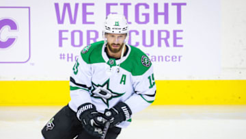 Nov 4, 2021; Calgary, Alberta, CAN; Dallas Stars left wing Blake Comeau (15) skates during the warmup period against the Calgary Flames at Scotiabank Saddledome. Mandatory Credit: Sergei Belski-USA TODAY Sports
