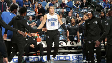 DALLAS, TX - DECEMBER 10: Aaron Gordon #00 of the Orlando Magic makes his entrance during the game against the Dallas Mavericks on December 10, 2018 at the American Airlines Center in Dallas, Texas. NOTE TO USER: User expressly acknowledges and agrees that, by downloading and or using this photograph, User is consenting to the terms and conditions of the Getty Images License Agreement. Mandatory Copyright Notice: Copyright 2018 NBAE (Photo by Glenn James/NBAE via Getty Images)