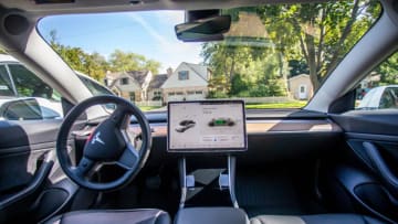 The interior of a Tesla Model 3, owned by Jeff and Jill Raywood of Holland (Source; Getty)EVs