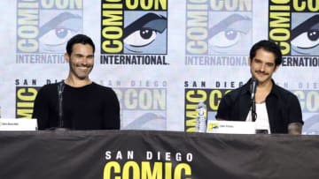 SAN DIEGO, CALIFORNIA - JULY 21: (L-R) Tyler Hoechlin and Tyler Posey speak onstage at the "Teen Wolf: The Movie" panel during 2022 Comic-Con International: San Diego at San Diego Convention Center on July 21, 2022 in San Diego, California. (Photo by Kevin Winter/Getty Images)