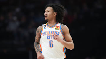 Jaylin Williams #6 of the Oklahoma City Thunder (Photo by Amanda Loman/Getty Images)