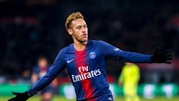 PARIS, FRANCE - NOVEMBER 02: Neymar Jr #10 of Paris Saint-Germain celebrates his goal during the Ligue 1 game between Paris Saint-Germain and Lille OSC at Parc des Princes on November 2, 2018 in Paris, France. (Photo by Catherine Steenkeste/Getty Images)