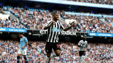 Newcastle United's DeAndre Yedlin celebrates scoring his side's first goal of the game during the Premier League match at the Etihad Stadium, Manchester. (Photo by Martin Rickett/PA Images via Getty Images)