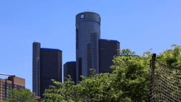DETROIT - MAY 25: Renaissance Center, home of General Motors and Marriott Hotel in Detroit, Michigan on May 25, 2018. (Photo By Raymond Boyd/Getty Images)