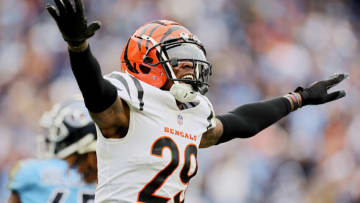 Cam Taylor-Britt #29 of the Cincinnati Bengals celebrates(Photo by Andy Lyons/Getty Images)