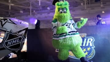 Jan 29, 2016; Nashville, TN, USA; The Dallas Stars mascot performs during the fan fair for the 2016 NHL All Star Game at Bridgestone Arena. Mandatory Credit: Aaron Doster-USA TODAY Sports