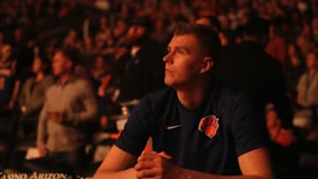PHOENIX, AZ - JANUARY 26: Kristaps Porzingis #6 of the New York Knicks before the NBA game against the Phoenix Suns at Talking Stick Resort Arena on January 26, 2018 in Phoenix, Arizona. (Photo by Christian Petersen/Getty Images)