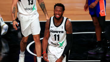 LAKE BUENA VISTA, FLORIDA - FEBRUARY 18: Donta Hall #11 of the G League Ignite (Photo by Mike Ehrmann/Getty Images)