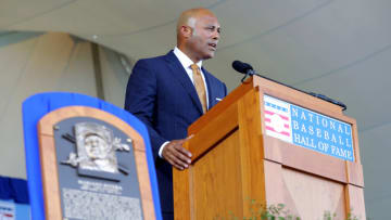 COOPERSTOWN, NY - JULY 21: Inductee Mariano Rivera speaks during the 2019 Hall of Fame Induction Ceremony at the National Baseball Hall of Fame on Sunday July 21, 2019 in Cooperstown, New York. (Photo by Alex Trautwig/MLB Photos via Getty Images)