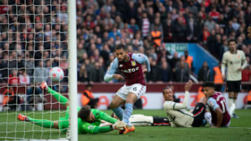 BIRMINGHAM, ENGLAND - MAY 10: Douglas Luiz of Aston Villa scores during the Premier League match between Aston Villa and Liverpool at Villa Park on May 10, 2022 in Birmingham, United Kingdom. (Photo by Visionhaus/Getty Images)