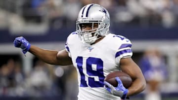 ARLINGTON, TEXAS - DECEMBER 29: Amari Cooper #19 of the Dallas Cowboys runs with the ball in the first quarter against the Washington Redskins in the game at AT&T Stadium on December 29, 2019 in Arlington, Texas. (Photo by Ronald Martinez/Getty Images)