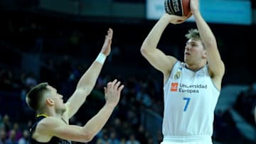 LUKA DONCIC of Real Madrid in action during the basketball macth of the Liga Endesa between Real Madrid and Iberostar Tenerife held at Wizink Center in Madrid, Spain, 11 February 2018. (Photo by Oscar Gonzalez/NurPhoto via Getty Images)