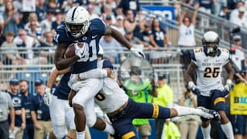 STATE COLLEGE, PA - SEPTEMBER 15: A touchdown by Cam Sullivan-Brown #81 of the Penn State Nittany Lions is called back for an offensive penalty against the Kent State Golden Flashes during the second half at Beaver Stadium on September 15, 2018 in State College, Pennsylvania. (Photo by Scott Taetsch/Getty Images)